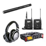 TASCAM DR-70D录音机搭配森海塞尔MKE600麦克风   影视同期录音套装（豪华版）