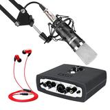 艾肯MicU live声卡搭配得胜K600麦克风 电脑手机直播K歌声卡套装 抖音快手主播直播录音设备全套