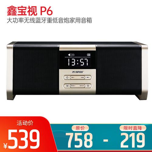 鑫宝视(monpos) P6 大功率无线蓝牙重低音炮家用音箱 带K歌麦克风 (黑皮纹)